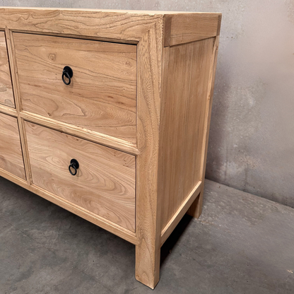 Linear 6 Drawer Chest Cabinet | Natural | 180 cm