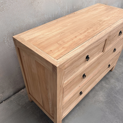 Linear 4 Drawer Chest Cabinet | Natural | 116 cm