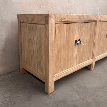 Linear 4 Door Low Cabinet | Natural | 135 cm