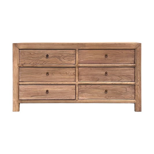 Linear 6 Drawer Cabinet | Oat | 160 cm