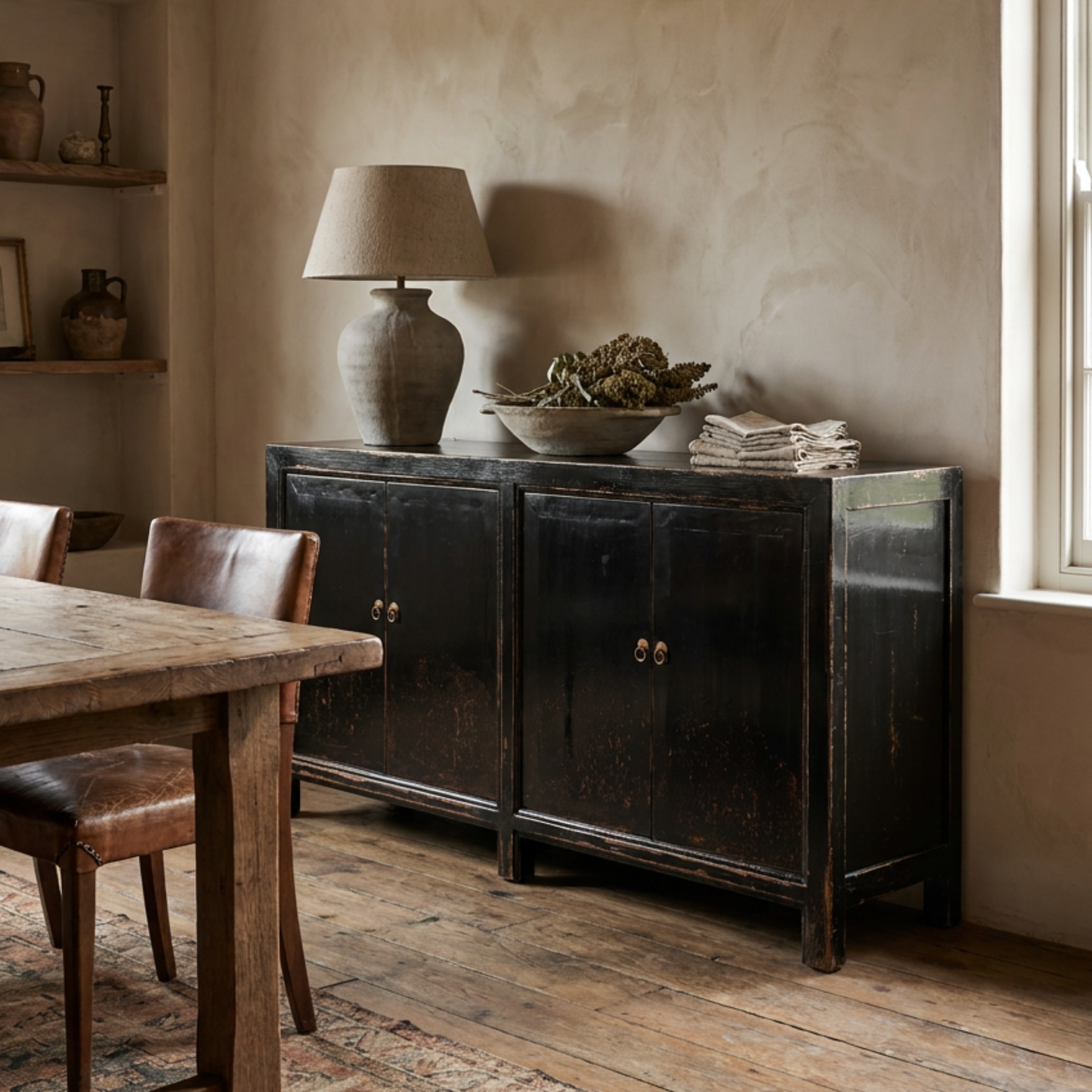 Linear 4 Door Cabinet | Black Distressed | 175 cm