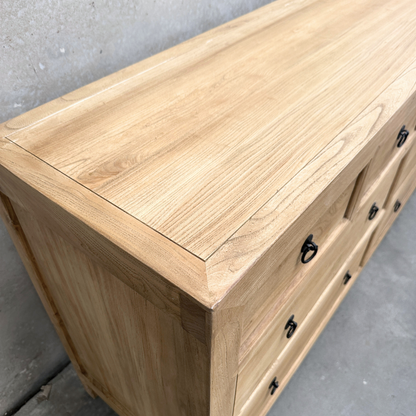 Linear 8 Drawer Chest Cabinet | Natural | 160 cm