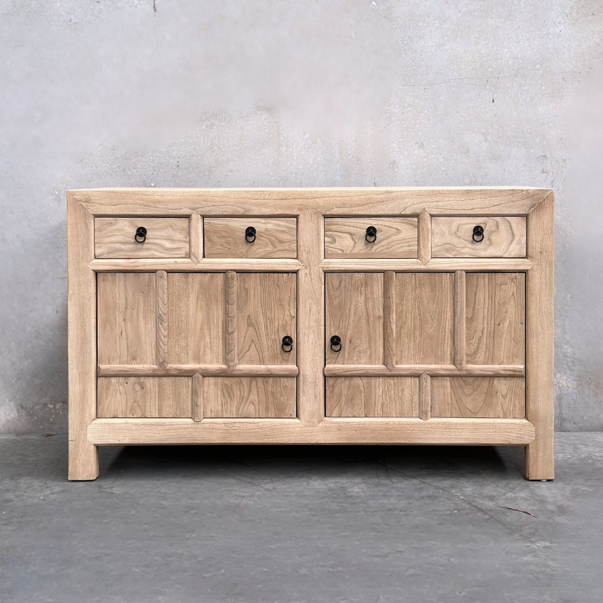 Lattice 4 Drawer 3 Door Cabinet | Natural | 142 cm