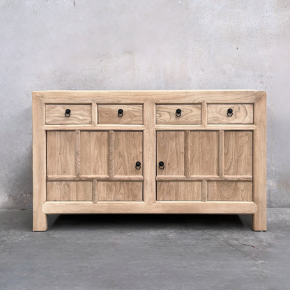 Lattice 4 Drawer 3 Door Cabinet | Natural | 142 cm