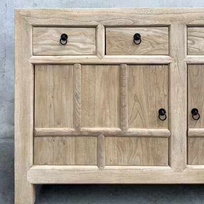 Lattice 4 Drawer 3 Door Cabinet | Natural | 142 cm