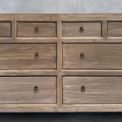 Linear 8 Drawer Chest Cabinet | Oat | 160 cm