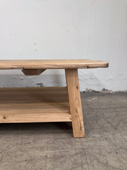 Recycled Elm Coffee Table with Shelf - 1.6m