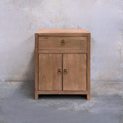 Linear 1 Drawer 2 Door Bedside | Oat | 50 cm