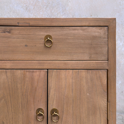 Linear 1 Drawer 2 Door Bedside | Oat | 50 cm