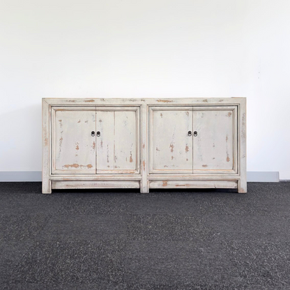 Distressed White 4 Door Cabinet | Painted | 171 cm