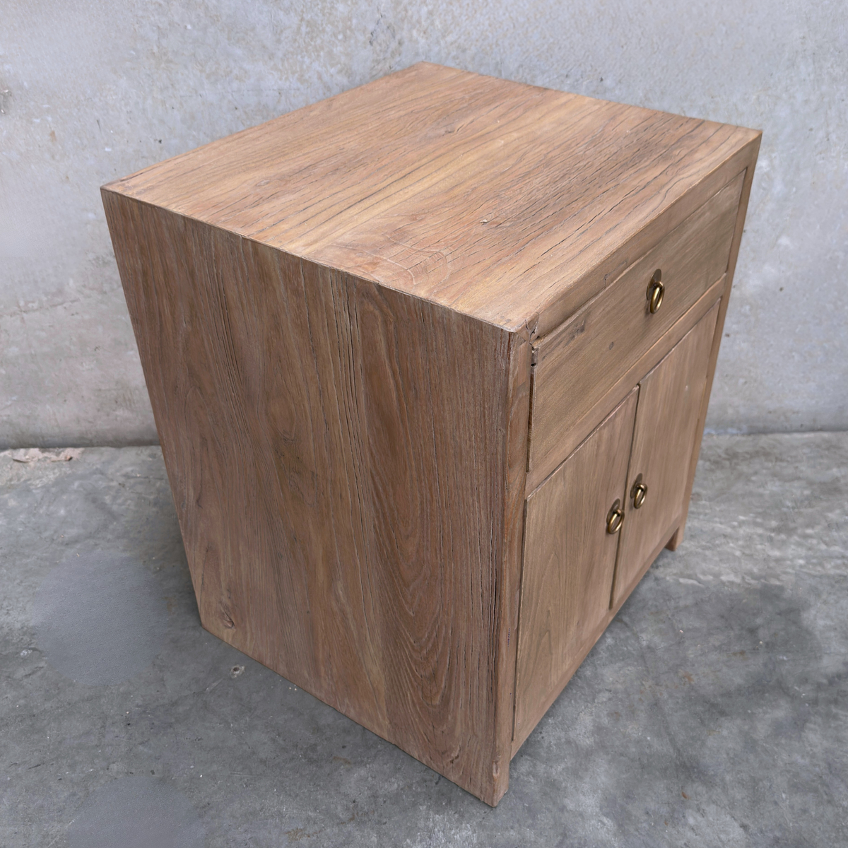 Linear 1 Drawer 2 Door Bedside | Oat | 50 cm