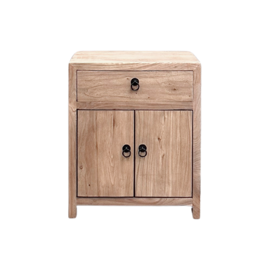 Linear 1 Drawer 2 Door Bedside, Natural, 50 cm, front view