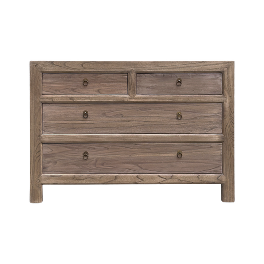 Linear 4 Drawer Chest Cabinet, Oat, 116 cm, front view