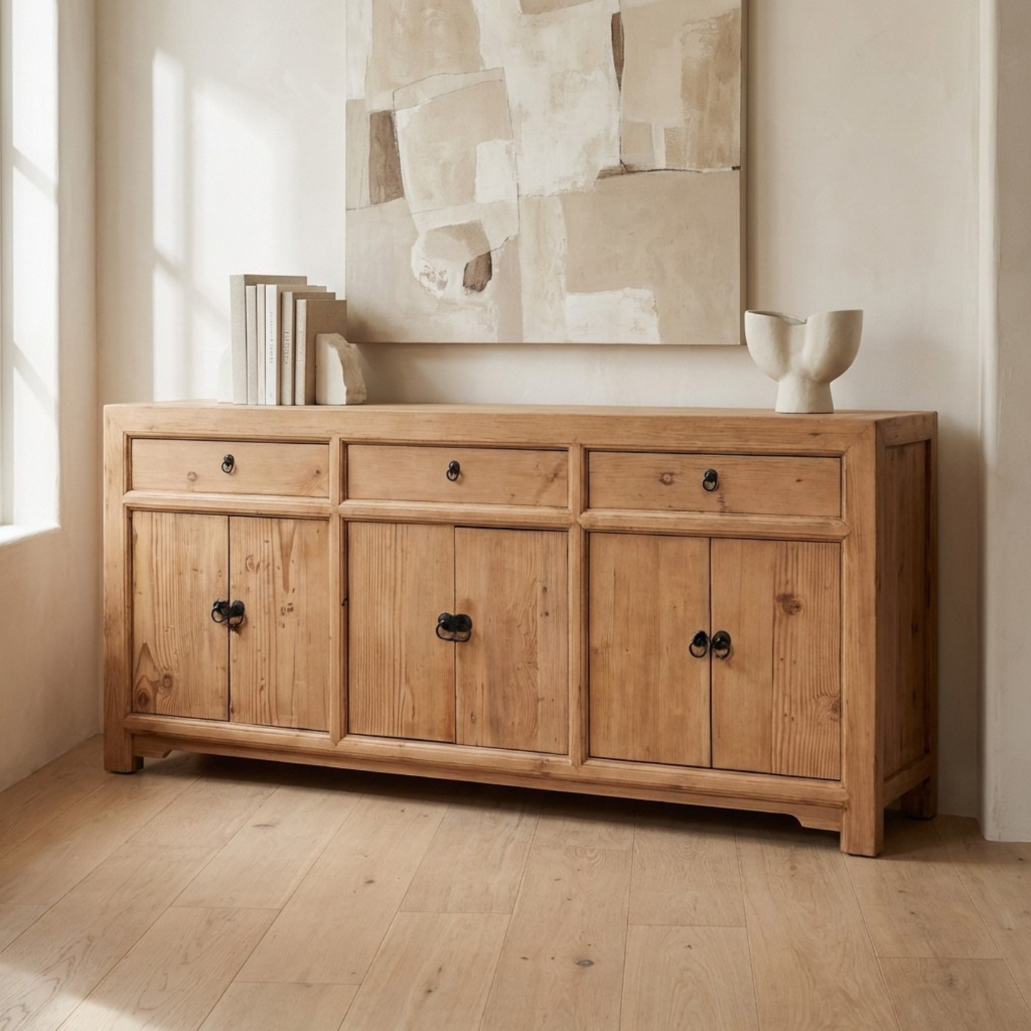 Linear 3 Drawer 6 Door Cabinet | Rustic | 200 cm