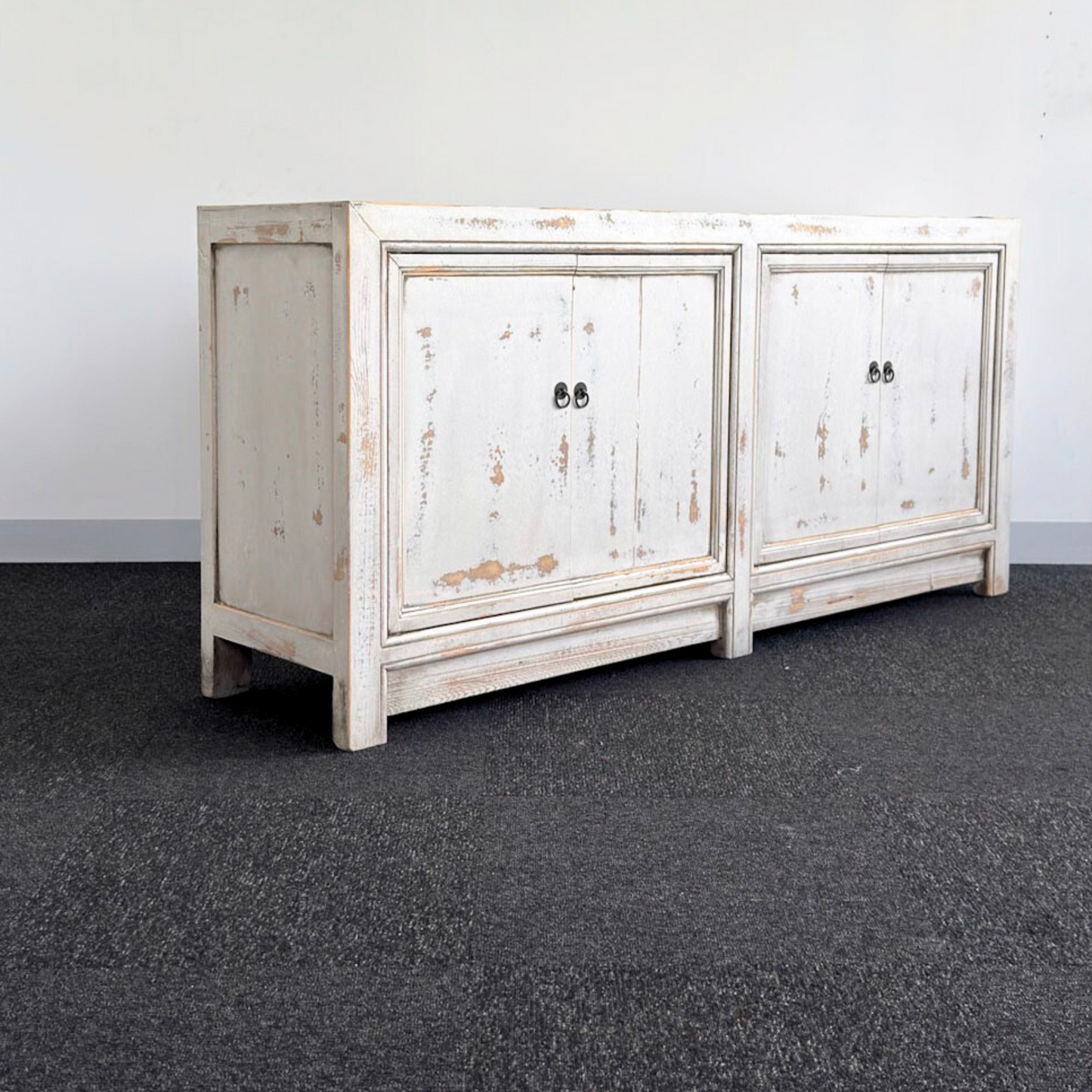 Distressed White 4 Door Cabinet | Painted | 171 cm