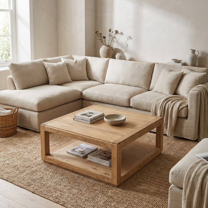 Square Open Coffee Table | Natural | 90 cm