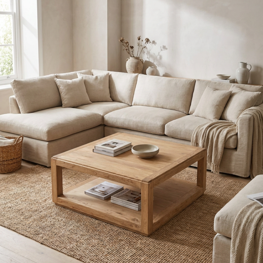 Square Open Coffee Table | Natural | 90 cm