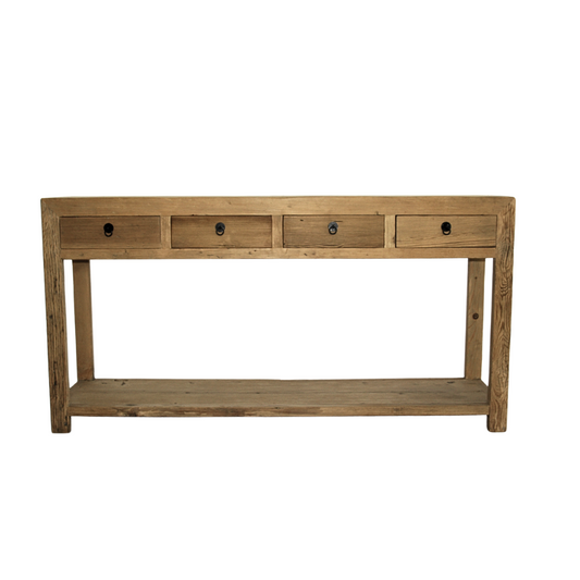 Reclaimed Elm Console Table - 4 Drawer