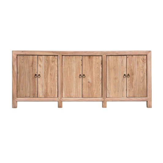 Linear 6 Door Cabinet, Natural, 220 cm, front view