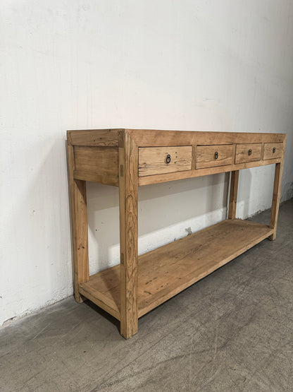 Reclaimed Elm Console Table - 4 Drawer