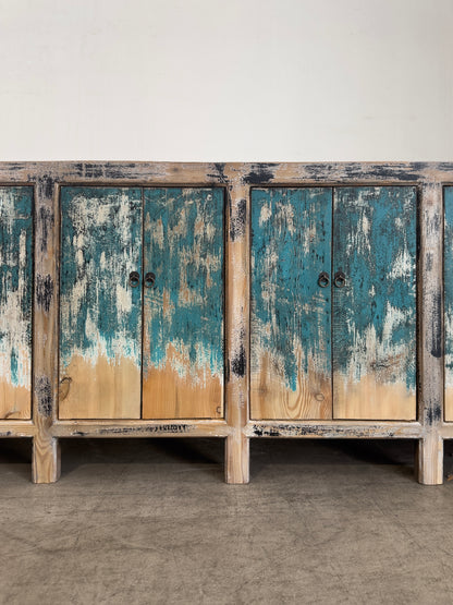 Rustic Blue Paint Buffet Table (H13)