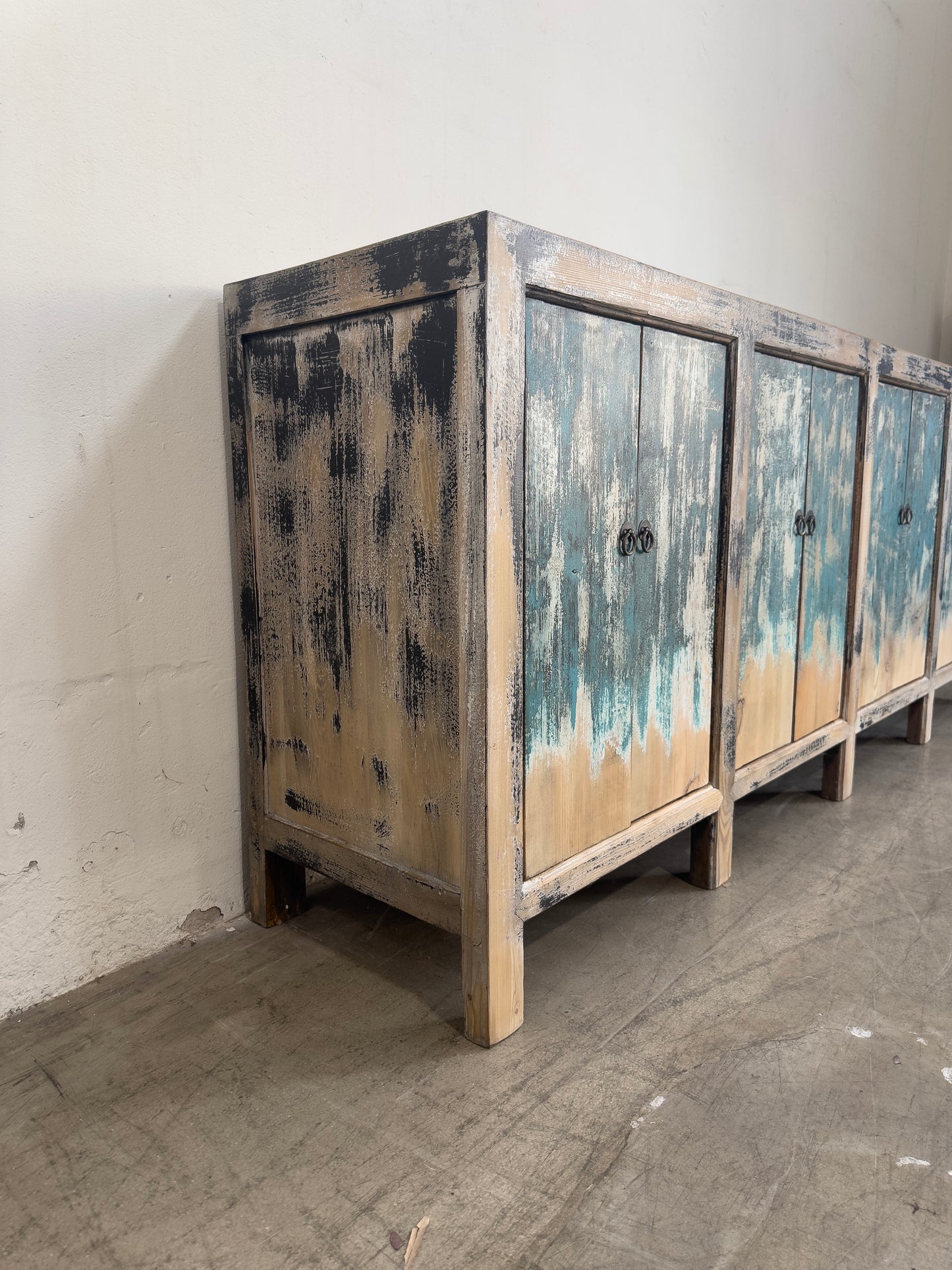 Rustic Blue Paint Buffet Table (H13)