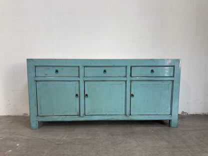 Lacquered Buffet 3 Drawer 3 Door - Blue