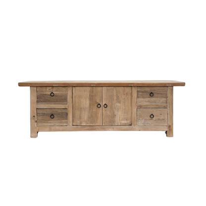 Reclaimed Low Elm TV Cabinet Overhang