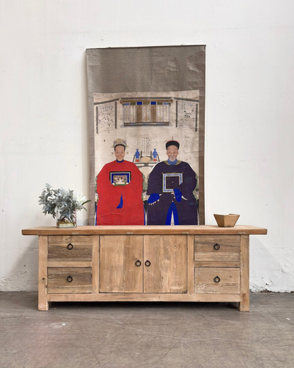 Reclaimed Low Elm TV Cabinet Overhang