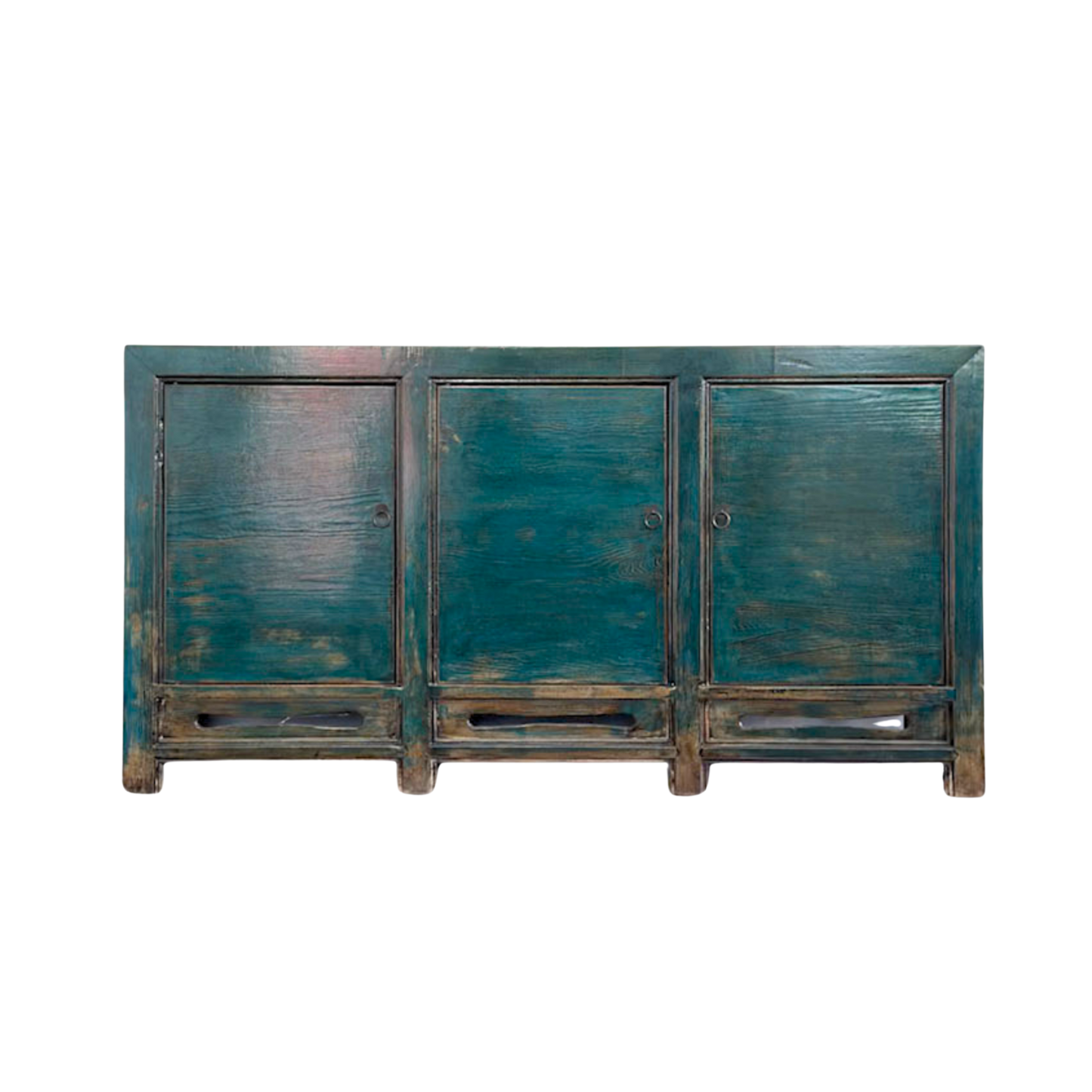 Blue 3 Door Carved Cabinet | Lacquered | 170 cm