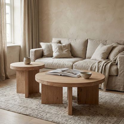 Panel Round Coffee Table | Natural | 90 cm