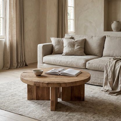 Panel Round Coffee Table | Rustic | 90 cm
