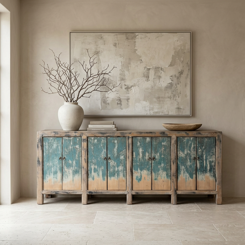 Distressed Blue 8 Door Buffet | Painted | 220 cm