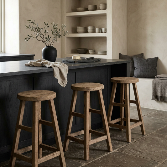 Round Bar Stool | Rustic