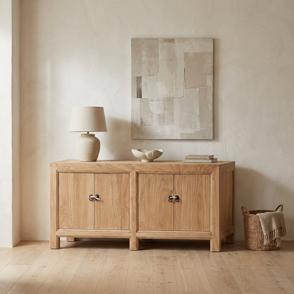 Linear 4 Door Low Cabinet | Natural | 135 cm