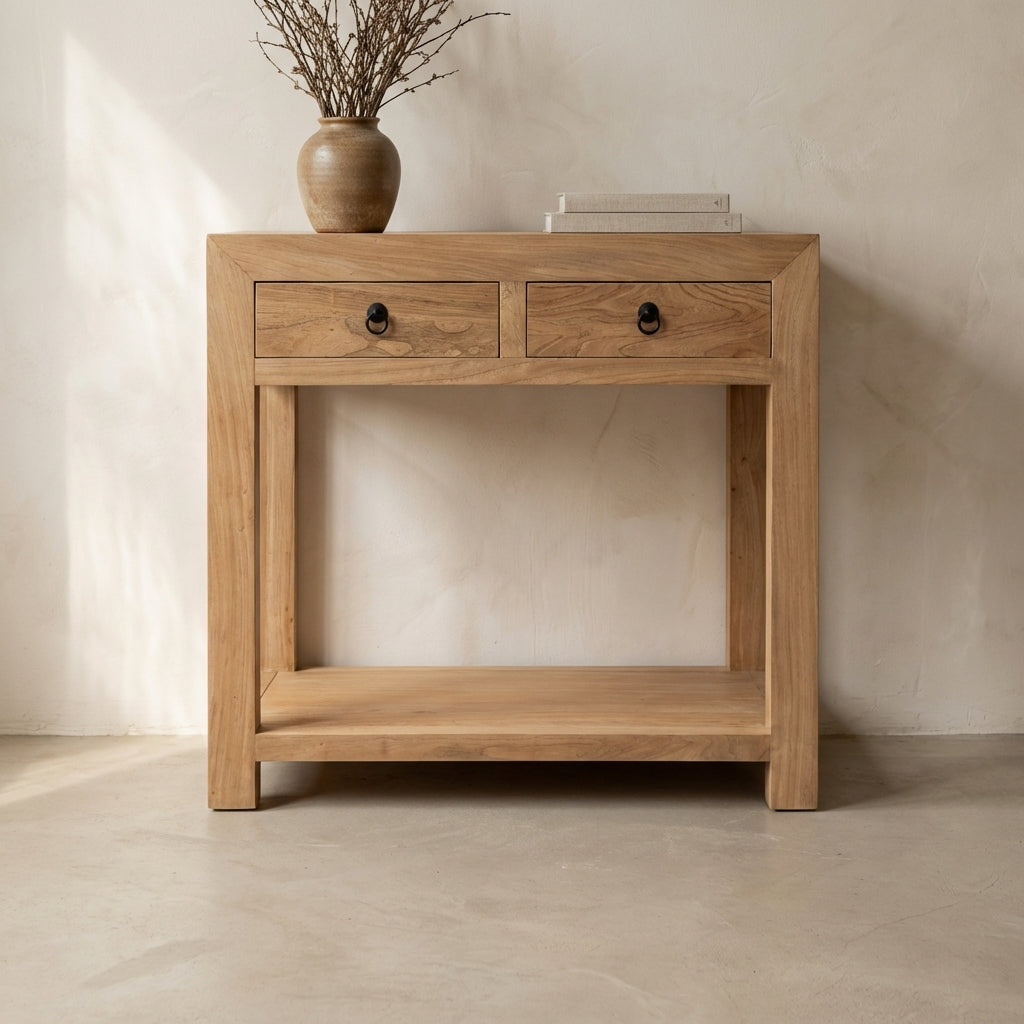 Linear 2 Drawer Console | Natural | 90 cm