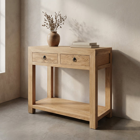 Linear 2 Drawer Console | Natural | 90 cm