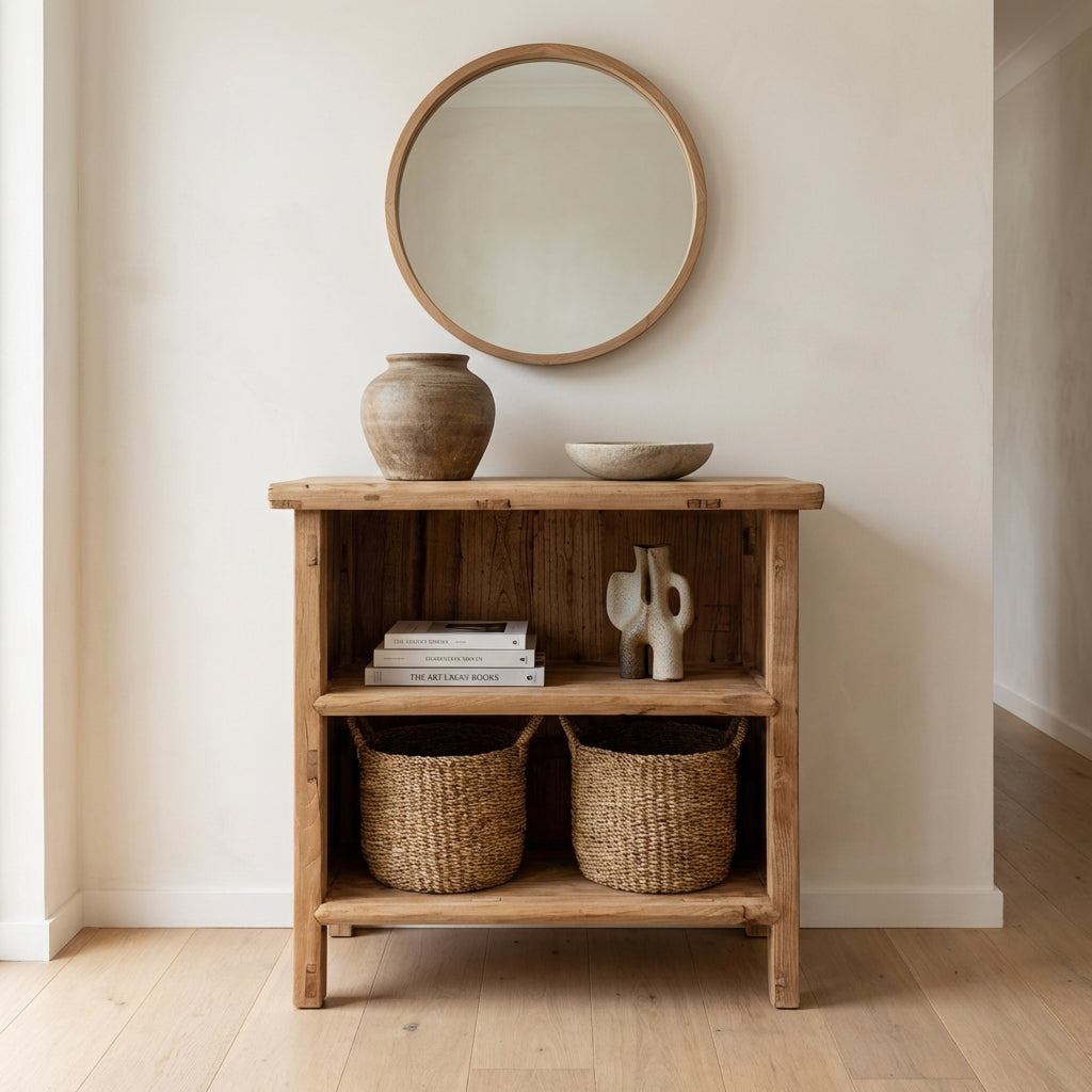 Heritage 2 Pocket Low Shelf | Rustic | 90 cm
