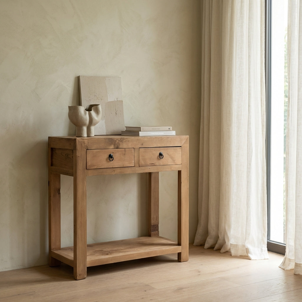 Linear 2 Drawer Console | Rustic | 90 cm