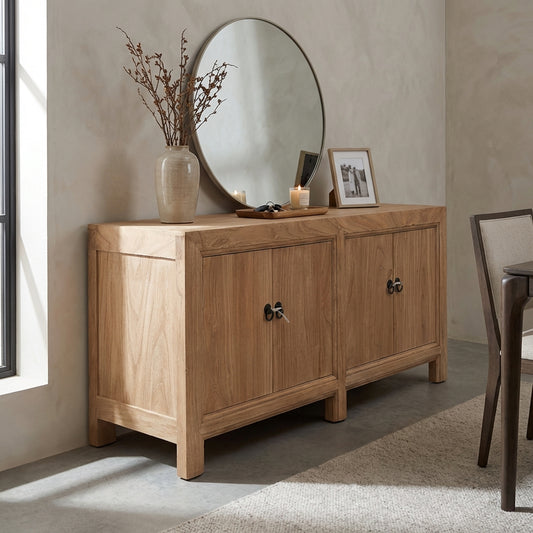 Linear 4 Door Low Cabinet | Natural | 135 cm