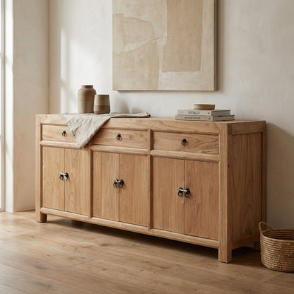 Linear 3 Drawer 6 Door Cabinet | Natural | 200 cm