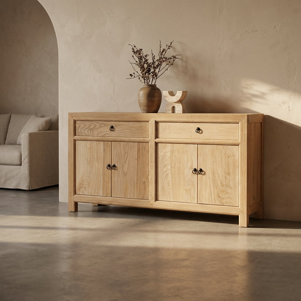 Linear 2 Drawer 4 Door Cabinet | Natural | 160 cm