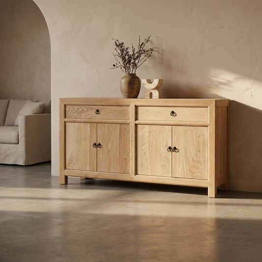 Linear 2 Drawer 4 Door Cabinet | Natural | 160 cm