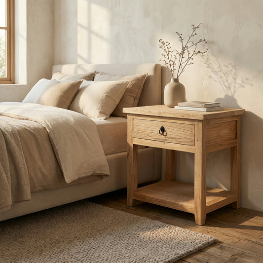 Heritage 1 Drawer No Door Bedside | Natural | 60 cm