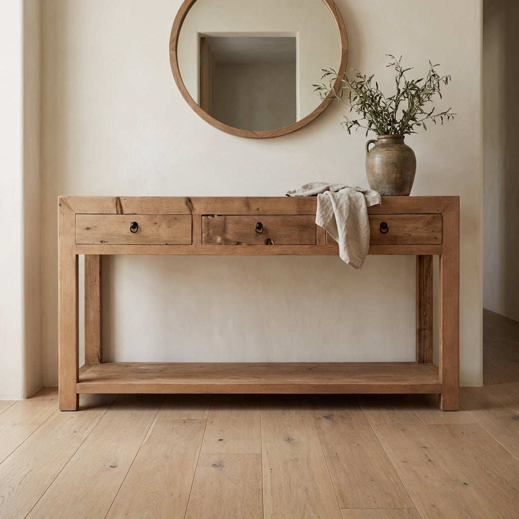 Linear 3 Drawer Console | Rustic | 160 cm