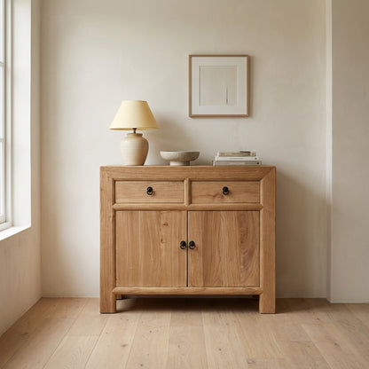 Linear 2 Drawer 2 Door Cabinet | Natural | 90 cm