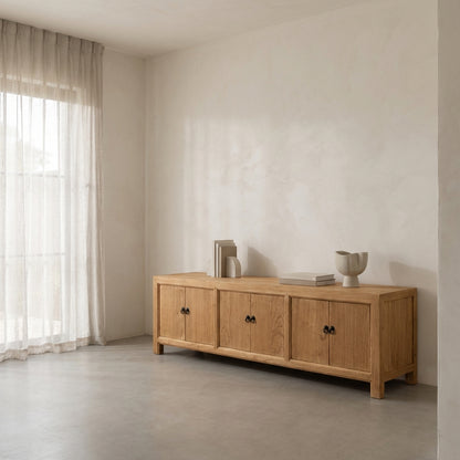 Linear 6 Door Low Cabinet | Natural | 200 cm