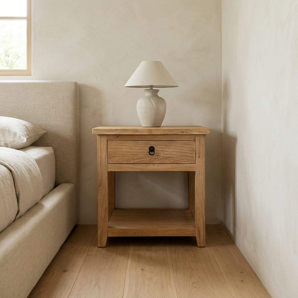Heritage 1 Drawer No Door Bedside | Natural | 60 cm