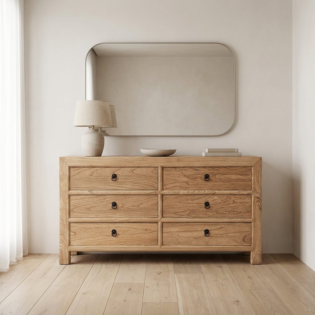 Linear 6 Drawer Cabinet | Natural | 160 cm