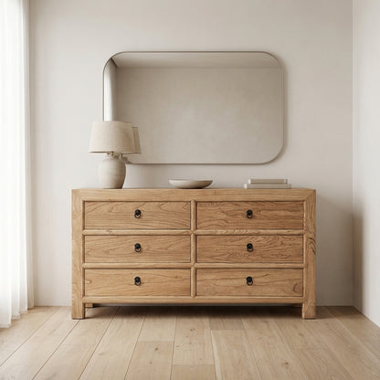 Linear 6 Drawer Cabinet | Natural | 160 cm
